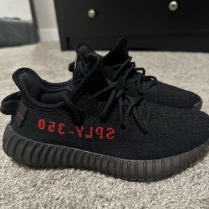 Black and Red Yeezy Boost 350 Sneakers